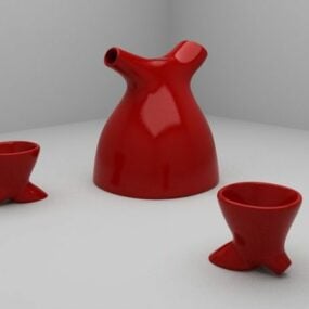 Kitchen Modern Art Tea Set 3d model