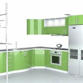 现代L型厨房橱柜3d模型