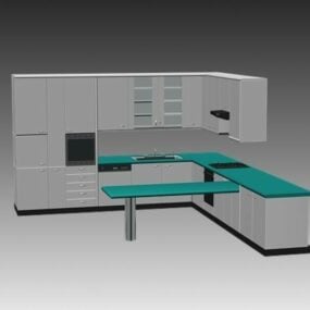 现代L形厨柜3d模型