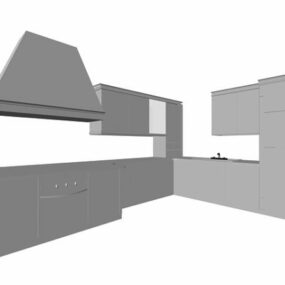 现代L形厨房设计3d模型