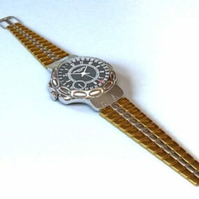 Zegarek damski ze skórzanym paskiem Model 3D