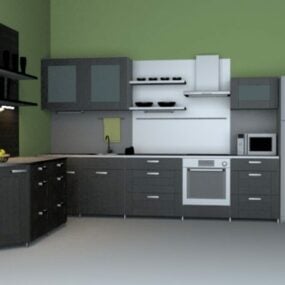 مدل کابینت آشپزخانه مدرن غربی مدل سه بعدی