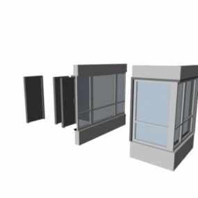 Khung cửa sổ nhôm có cửa mô hình 3d
