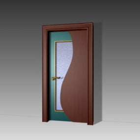 Modelo 3D da porta do quarto com design artístico