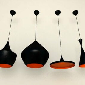 Lámparas colgantes negras de cocina moderna modelo 3d