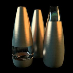 Moderne messing vase dekorationssæt 3d model