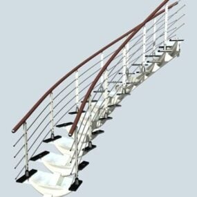 Μοντέρνα πέτρινη ξύλινη κυκλική σκάλα 3d μοντέλο