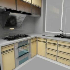 3д модель угловой домашней кухни Дизайн