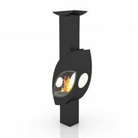 Modern Gas Metal Fireplace 3d model