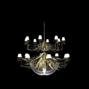 Golden Brass Interior Chandelier Lighting 3d model