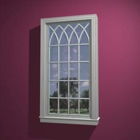 Modelo 3D de janela de vidro de casa moderna