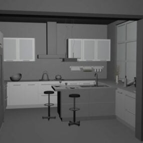 Idée de conception de petite cuisine moderne modèle 3D