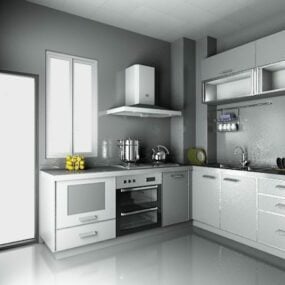 โมเดล 3 มิติแนวคิดการออกแบบห้องครัวที่เรียบง่ายหรูหรา