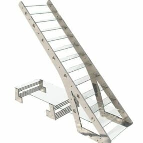 3д модель современной интерьерной лестницы со столом