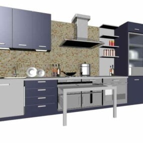مدل سه بعدی طراحی آشپزخانه مدرن مسکونی