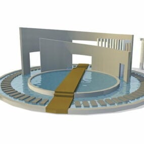 Modern parkwatervijverdecoratie 3D-model