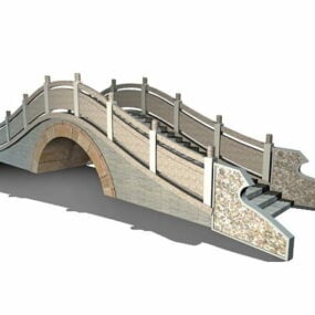 伝統的なアジアの石月橋 3D モデル