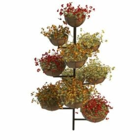 Stand Bunga Tumbuhan Berbilang Aras Model 3d luar