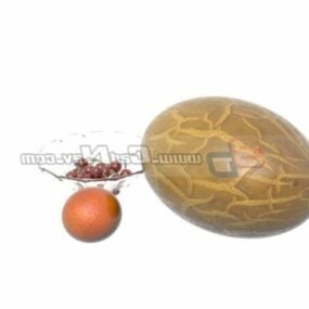 Muskmelon Cherry Orange Fruits 3d-modell