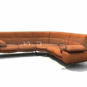 3д модель кожаного роскошного изогнутого дивана