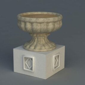 Garden Stone Flower Pot 3d-modell