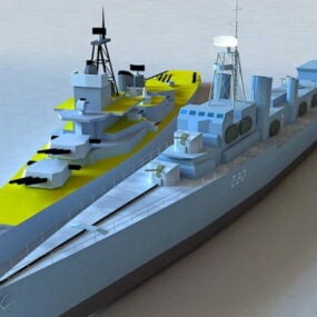 3D-Modell eines militärischen Kriegsschiffes