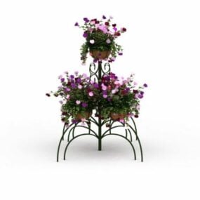 Modelo 3d de suporte para vasos de flores de metal ao ar livre