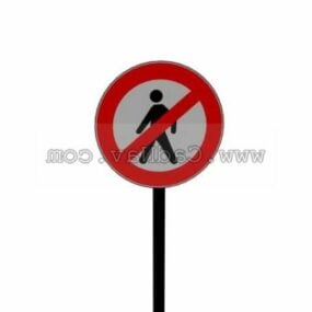 No Entry Pedestrians Road Signs 3d model