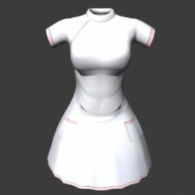 复古护士制服连衣裙3d模型