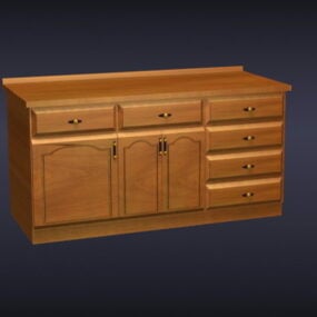کابینت آشپزخانه چوبی بلوط مدل سه بعدی