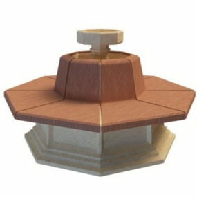 Modello 3d della fontana quadrata ottagonale