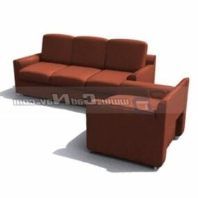 Modelo 3d de cadeira de sofá de espera para sala de conferências