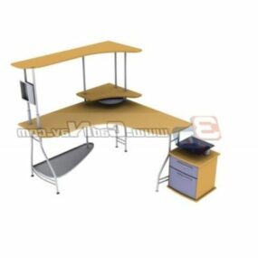 Office Furniture Desk With File Cabinet 3d model