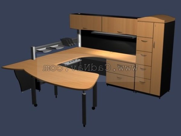 Office Furniture Desks And Cabinet Wall Free 3d Model Max