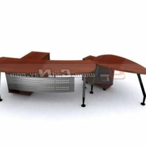 Modelo 3d de mesa de madeira para móveis de estação de trabalho de escritório