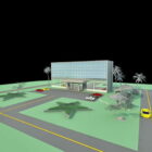 City Office Building With Parking Lot