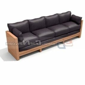 Kontorinteriør Leather Cushion Couch 3d-modell