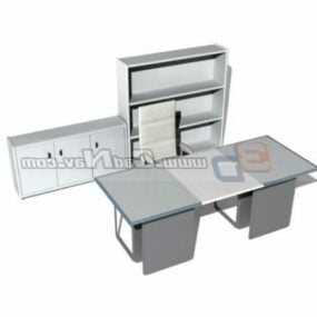 Office Desk Furniture And Wall Unit 3d model