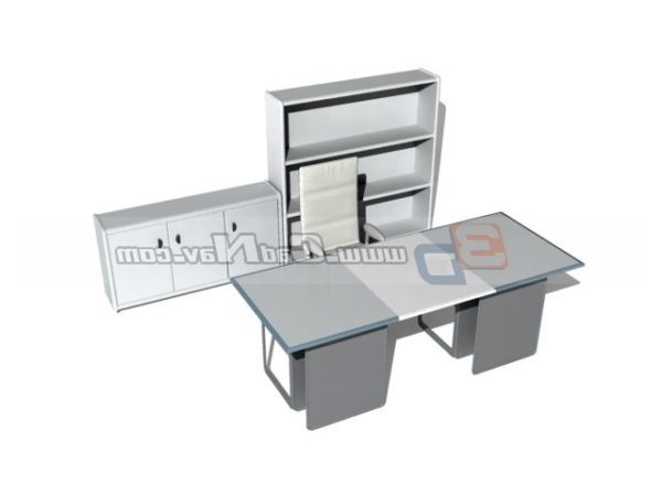 Office Desk Furniture And Wall Unit Free 3d Model 3ds Max