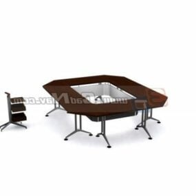 Office Round Meeting Desk With Chair 3d model