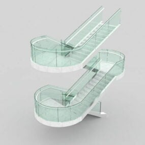 Supermarket 2 Levels Stairs With Glass 3d model