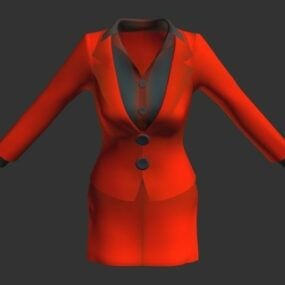 女性のための赤いオフィスの制服ファッション3Dモデル