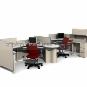 Mô hình 3d nội thất máy trạm văn phòng và vách ngăn