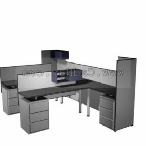Poste de travail de mobilier de bureau avec cloison modèle 3D