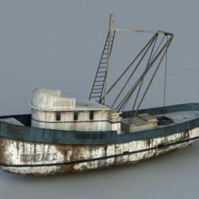 نموذج قارب صيد قديم ثلاثي الأبعاد
