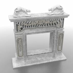 Old Stone Home Fireplace 3d model