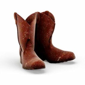 Leather Vintage Cowboy Boots 3d model