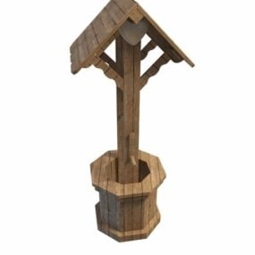 Model 3D starej drewnianej studni życzeń