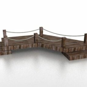 Old Wooden Garden Bridge 3d model