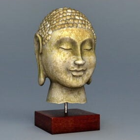 פסל ראש בודהה לעיצוב שולחן דגם תלת מימד